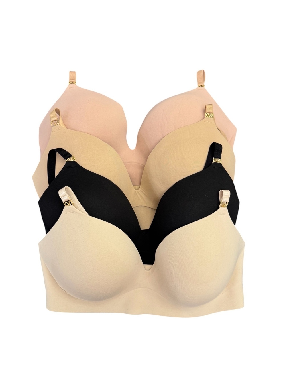 Victoria’s Secret Wireless Padded Bras Lot of 4 Size 34DD Black Nude Beige Pink